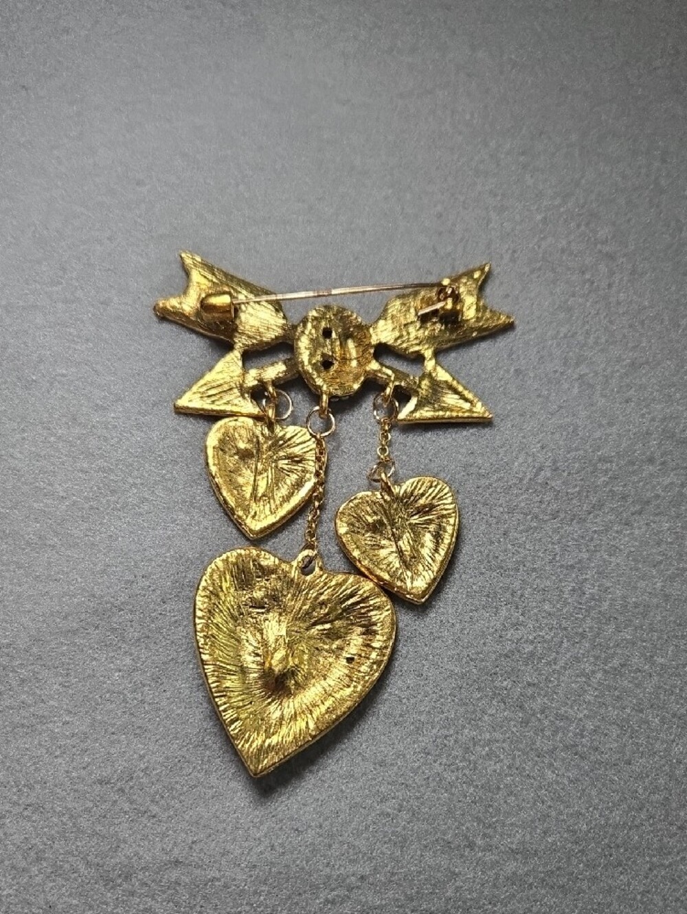 Gold-Tone Brooch with Emerald Green Crystals - Picture 2 of 5